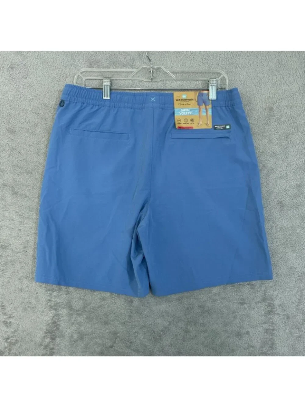 NWT Quiksilver Waterman Collection Men's M Swim Volley Shorts Blue UPF 50